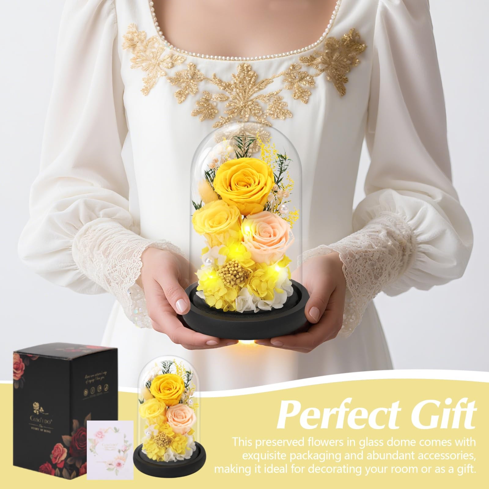 Preserved Roses Flowers for Delivery, Mothers Day Rose Gifts for Mom Her, Yel…
