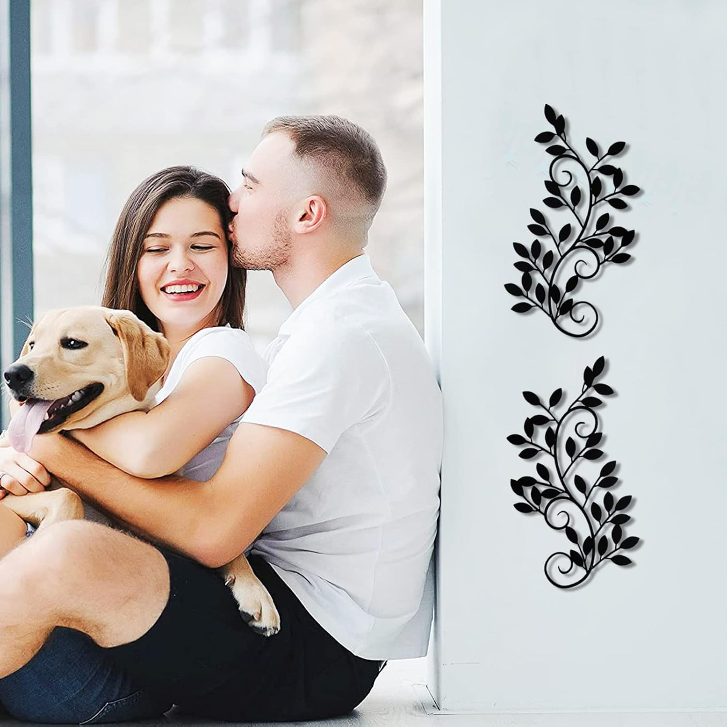 2 Pieces Metal Tree Leaf Wall Decor Vine Olive Branch Leaf Wall Art Wrought Iron