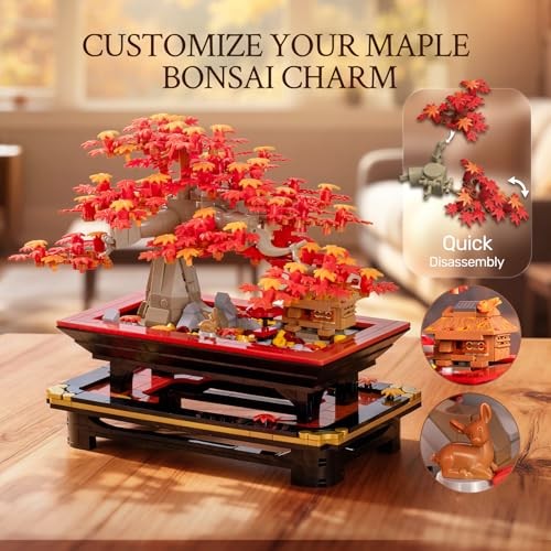 Wise Block Japanese Red Maple Bonsai Tree Building Toy Set for Adults – 900