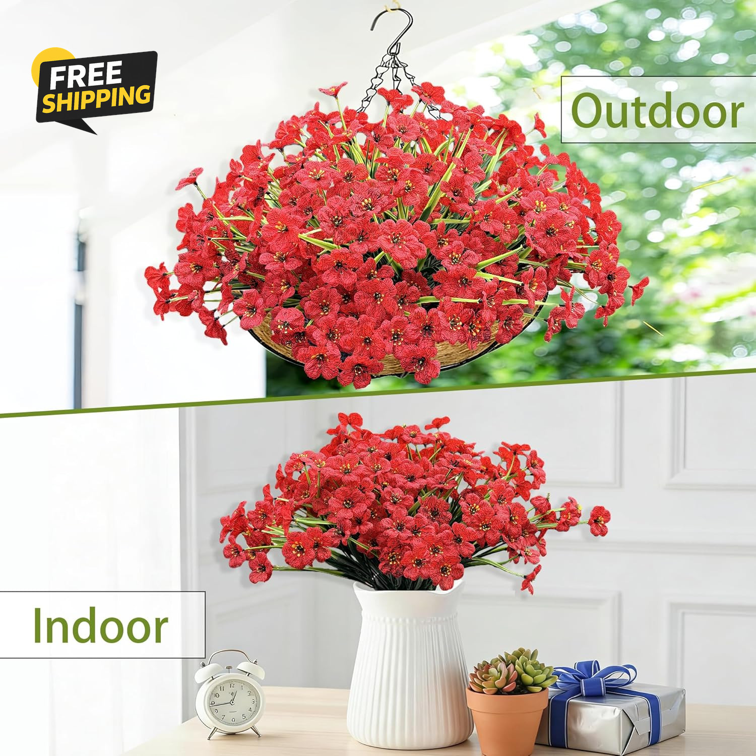 20 Bundles Artificial Flowers for Outdoors, UV Resistant Fake Flowers