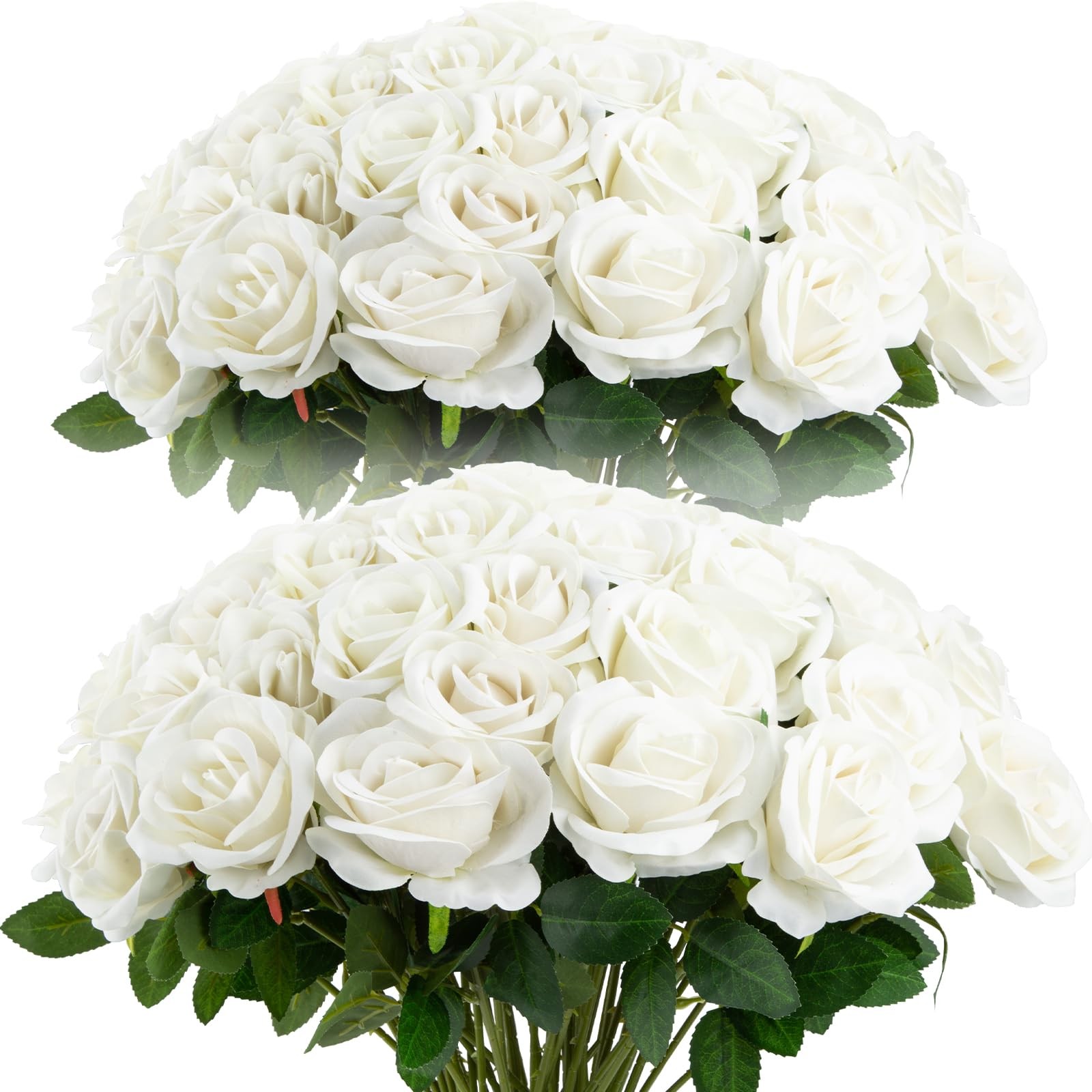 72pcs White Roses Artificial Silk Fake Flower Bulk for Home Decor