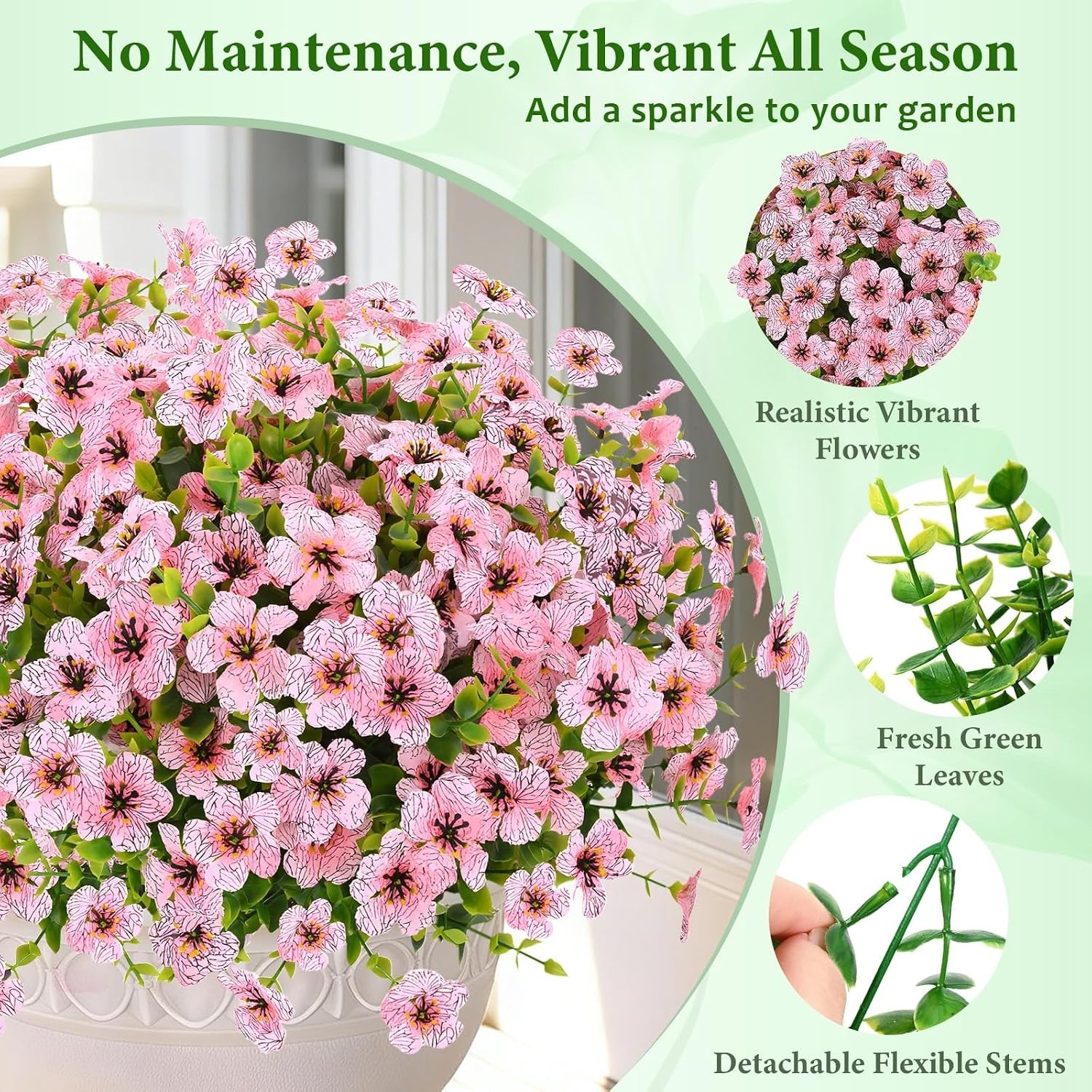 Lifelike 9-Pack Outdoor Faux Flowers – Maintenance-Free Decor for Any Season