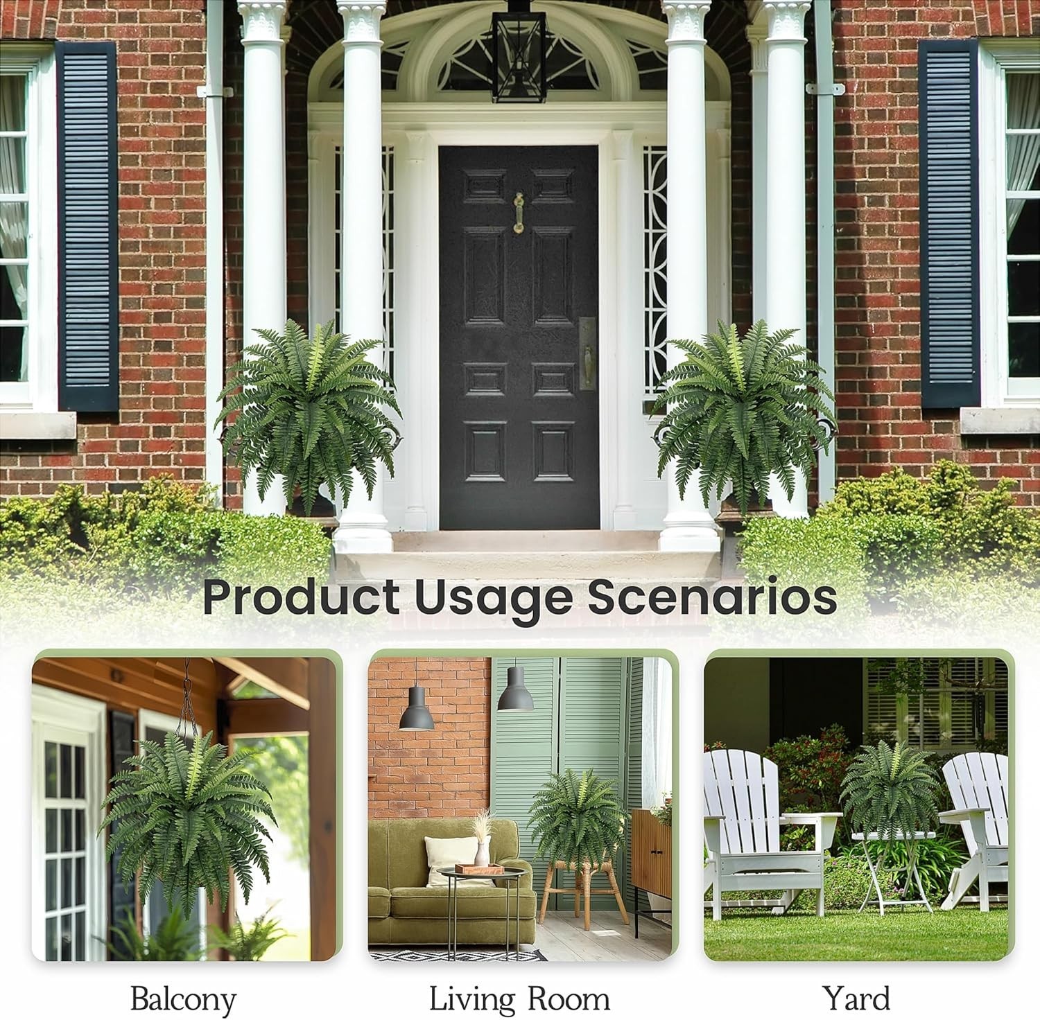 Pet Friendly Artificial Boston Ferns, 2-Piece Set | Zero Maintenance Greenery