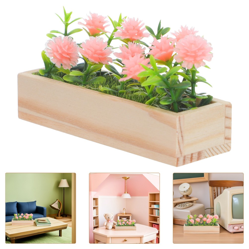 Miniature Flower Bed Simulation Floral Arrangement Box DIY Potted Planter for
