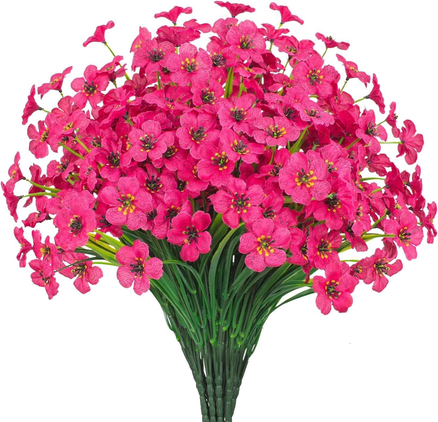 21 Bundles Artificial Flowers, UV Resistant Faux Silk Outdoor Planter