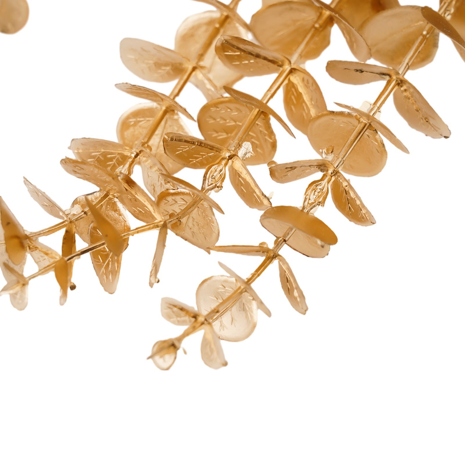 Simulated golden eucalyptus and ginkgo leaf flower arrangement for a chic touch