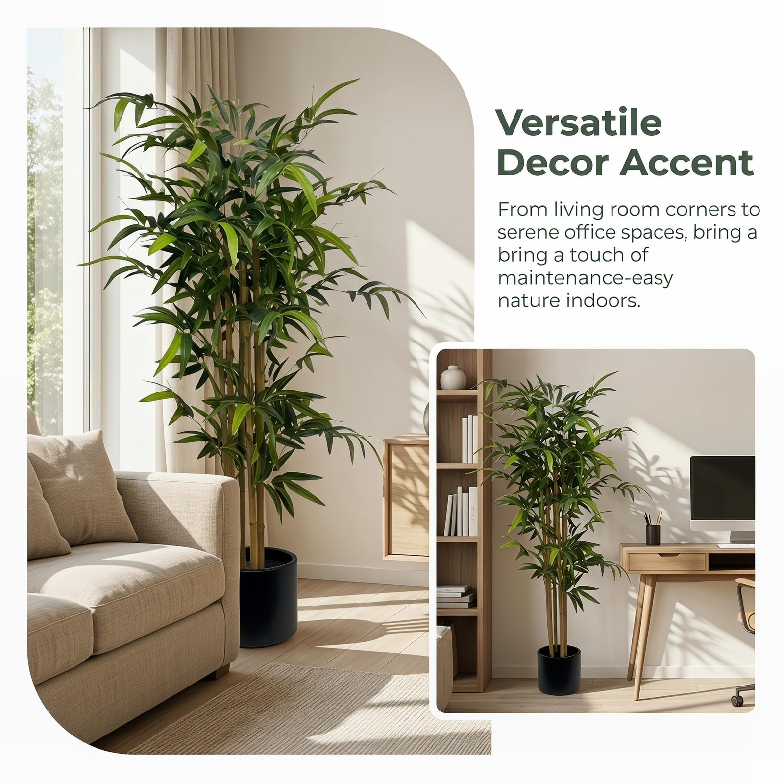 Kiko Artificial Plant Bamboo Tree -5.3 FT Tall Fake Floor Plant with Plastic …