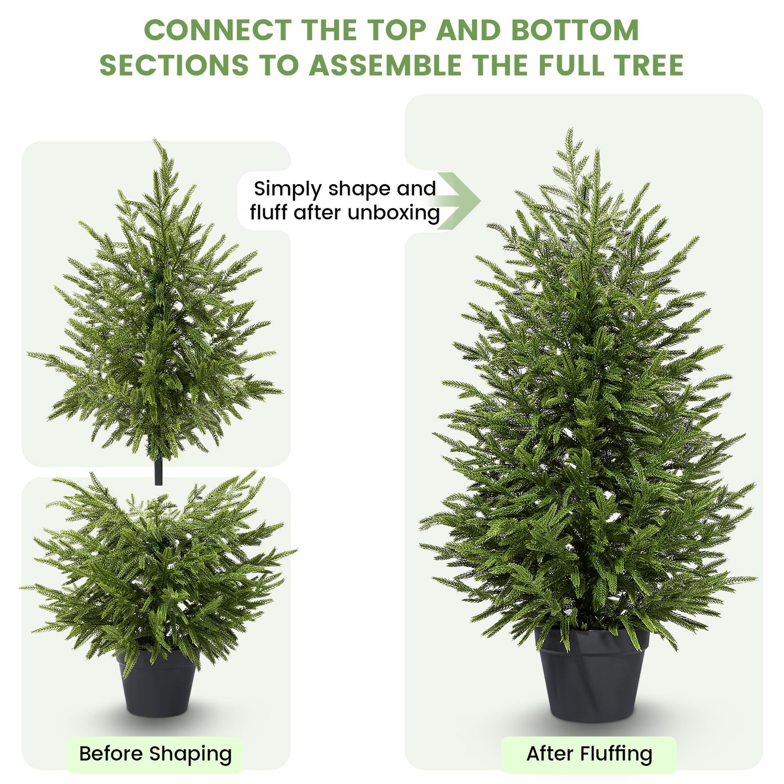 3ftArtificial Topiary Trees for Outdoor Front Porch Décor, Real Touch Norfolk…