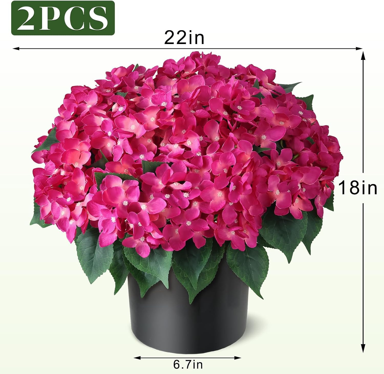 2 Sets Artificial Hydrangea Flower Topiary Trees for Porch(Rose Red) | with Pots