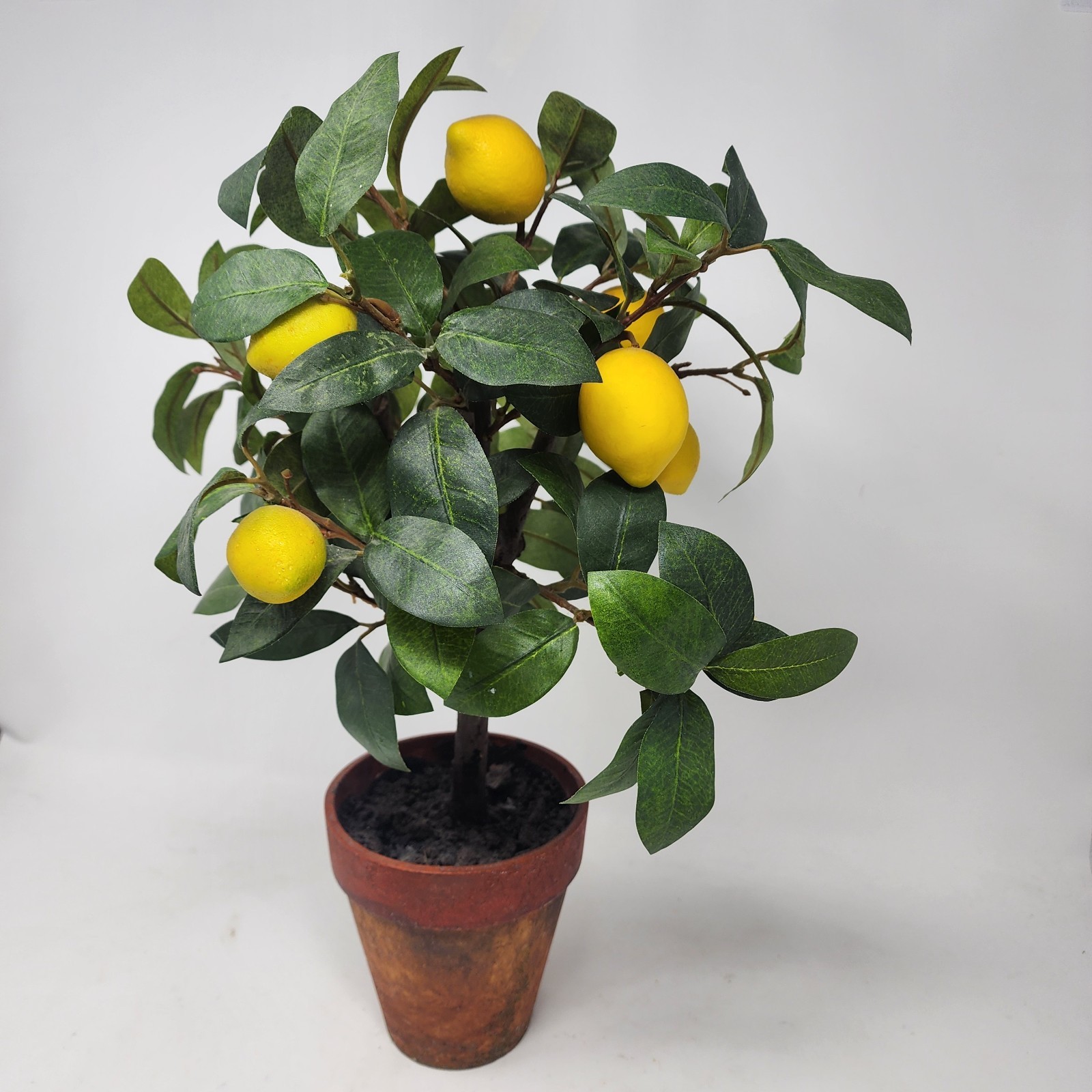 Lemon Tree 18” Silk Miniature Tabletop Decorative Topiary Clay Stylized Pot