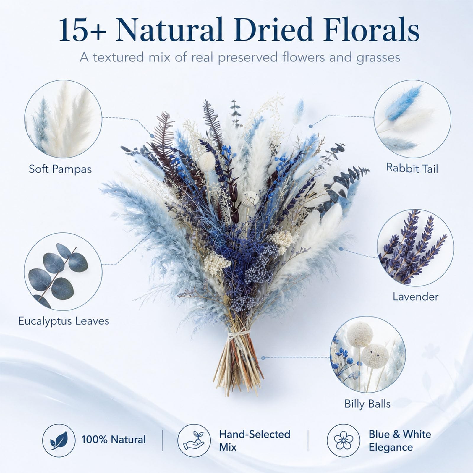 Natural Dried Pampas Grass Bouquet(No vase),Dried Flowers Pampas Grass Decor …