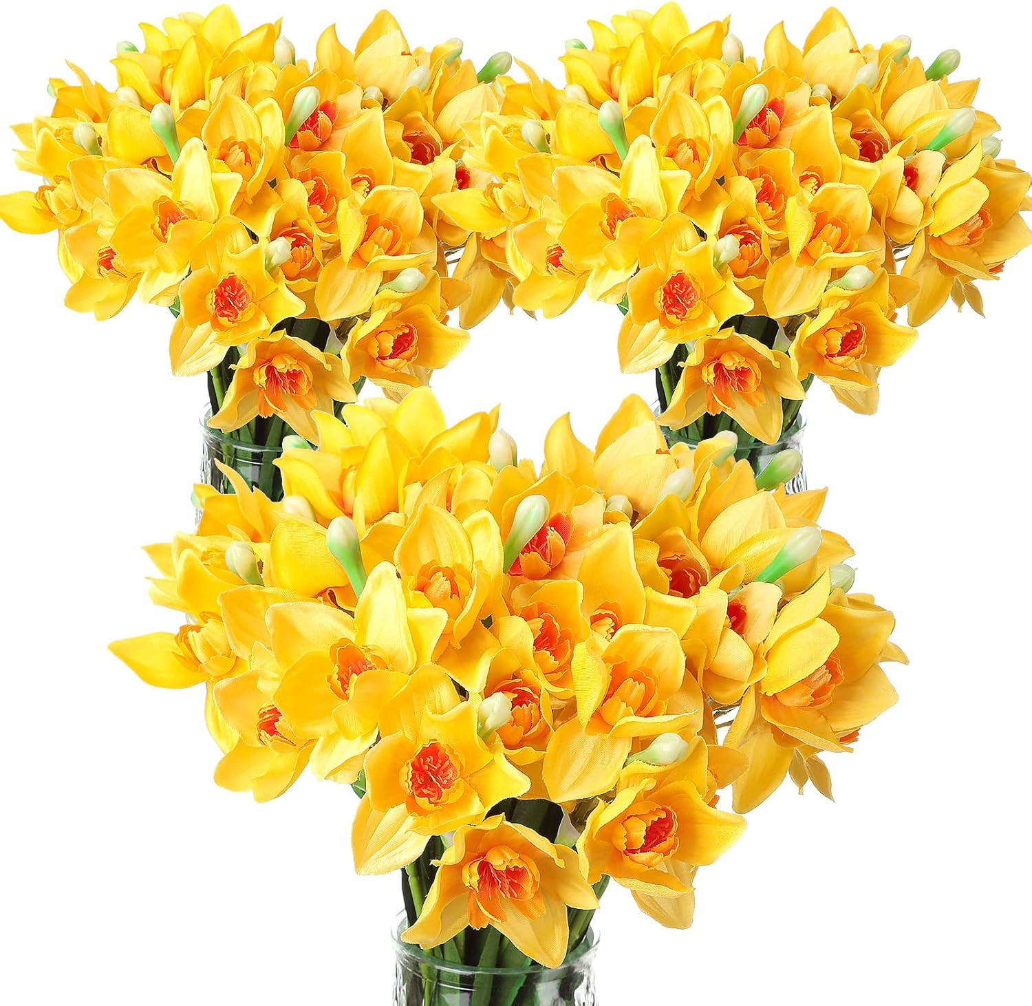 30 Pcs Artificial Daffodils, 16.4 Inch Narcissus Faux Flowers for Indoor & Outdo