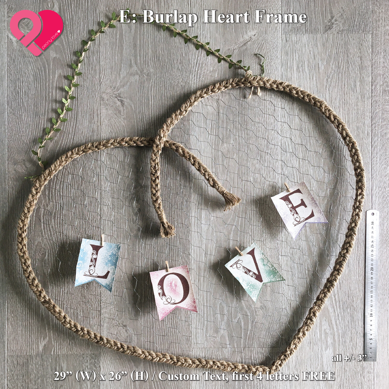 29″ Heart Wreath Ring Giant Floral Dreamcatcher Macrame Backdrop Wire Frame Bulk