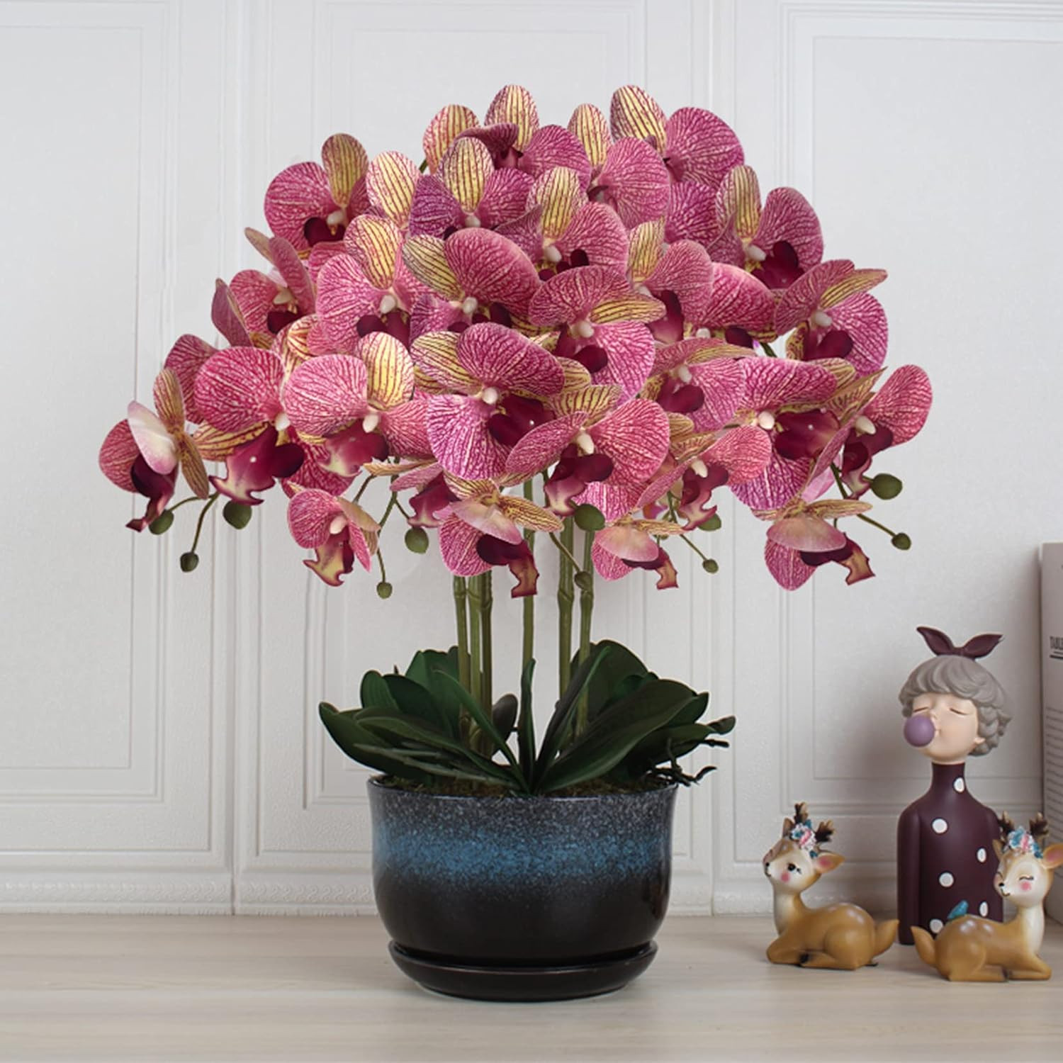 32 Inch Artificial Phalaenopsis Flowers 6 Pcs Artificial Orchid Flowers Stem Pla