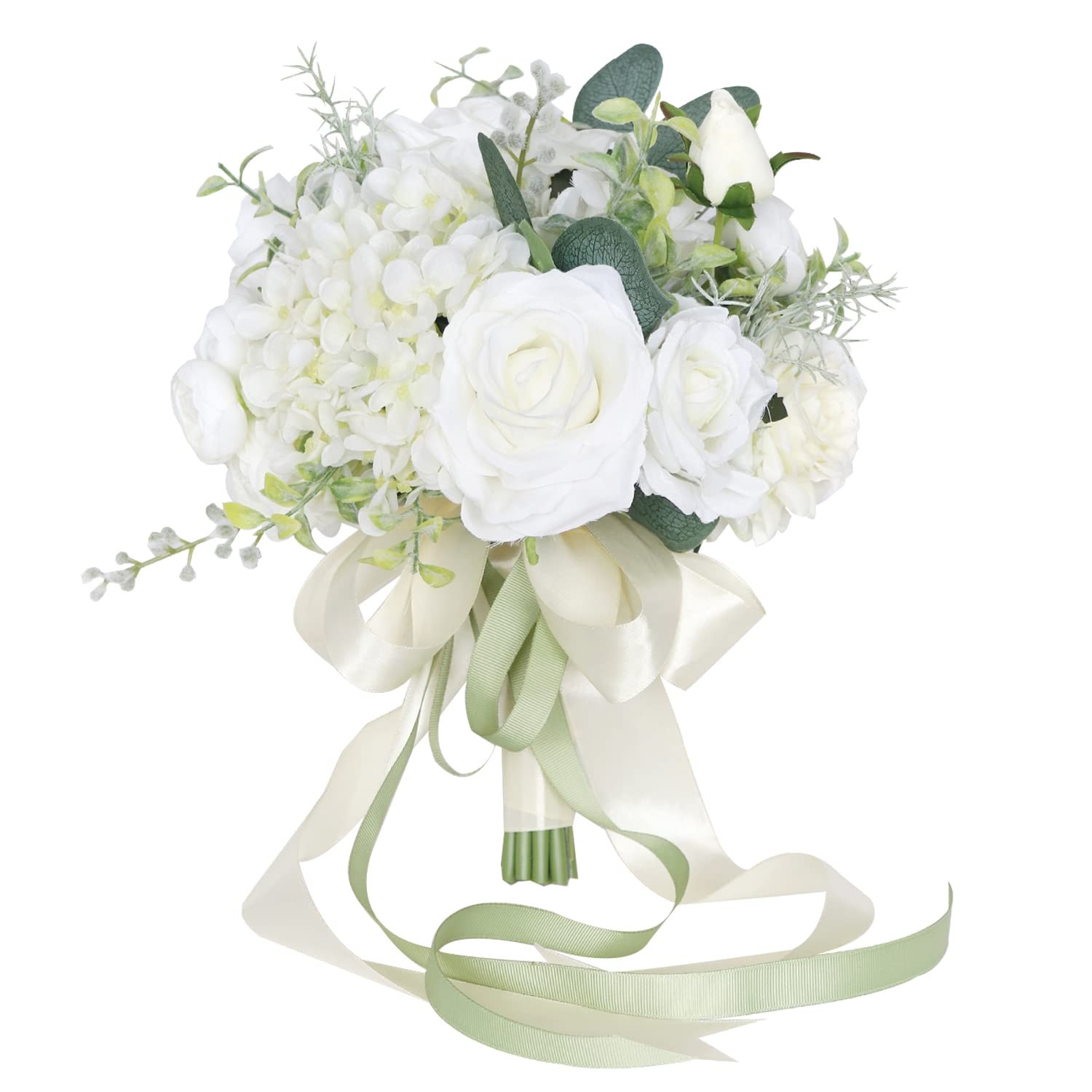 Wedding Bridal Bouquet Bridesmaid Artificial White Rose Church Home Decor