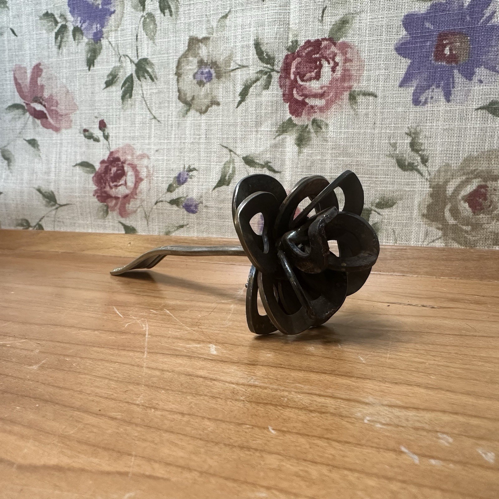 Handmade Silver Steel Metal Rose Metal Flower Welded