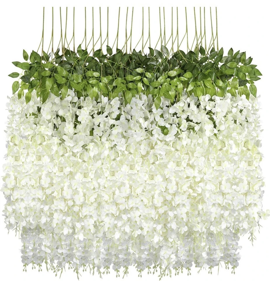 Wedding Hanging Flowers 24 Pack Faux Flower Garland Artificial Wisteria Vines