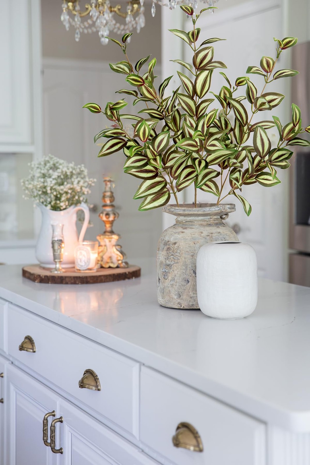 3Pcs Artificial Greenery Stems 29.5 inch Faux Branches for Vase Tradescantia …