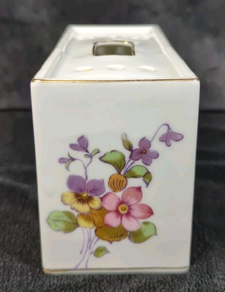 Vintage Ceramic Floral Frog Vase Andrea Sadek Gold Accents Butterfly