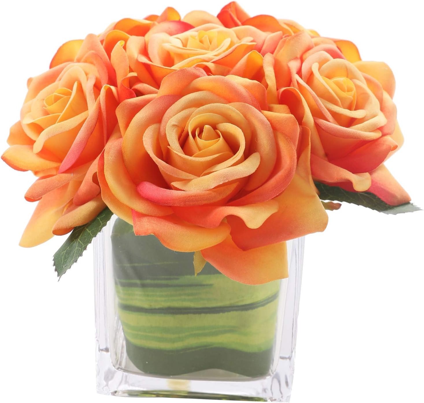 Stunning Silk Velvet Rose Decoration in Glass Vase – Perfect for Celebrations