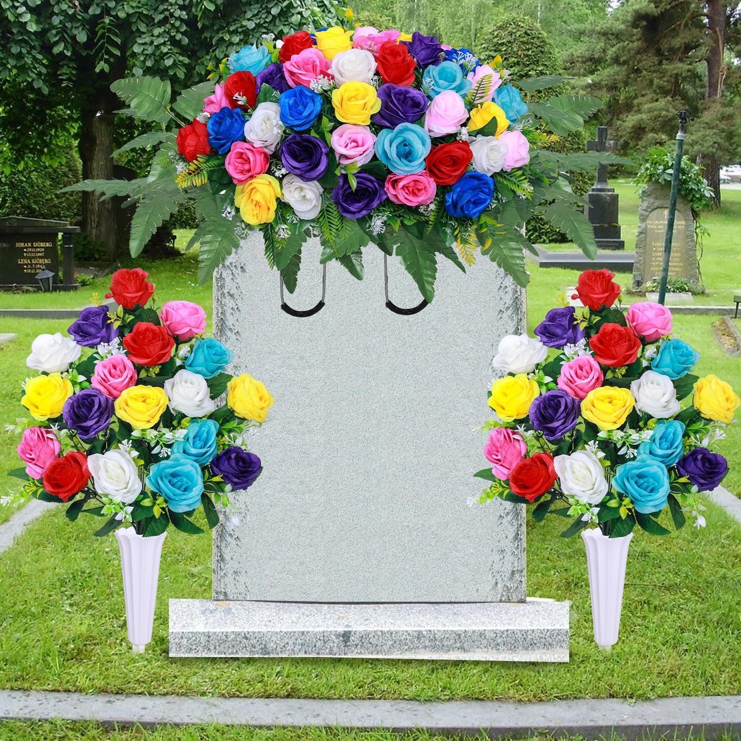 Artificial Cemetery Flower Saddles,Artificial Silk Flower Arrangement for Headst