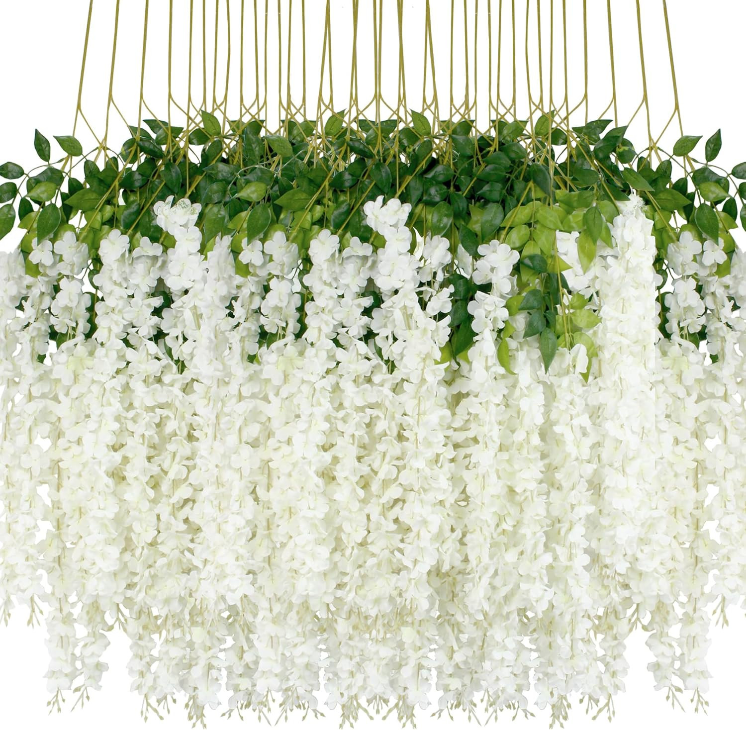 36Pcs Artificial Wisteria Flowers 3.6 Feet/Piece White Dense Artificial Fake Wis