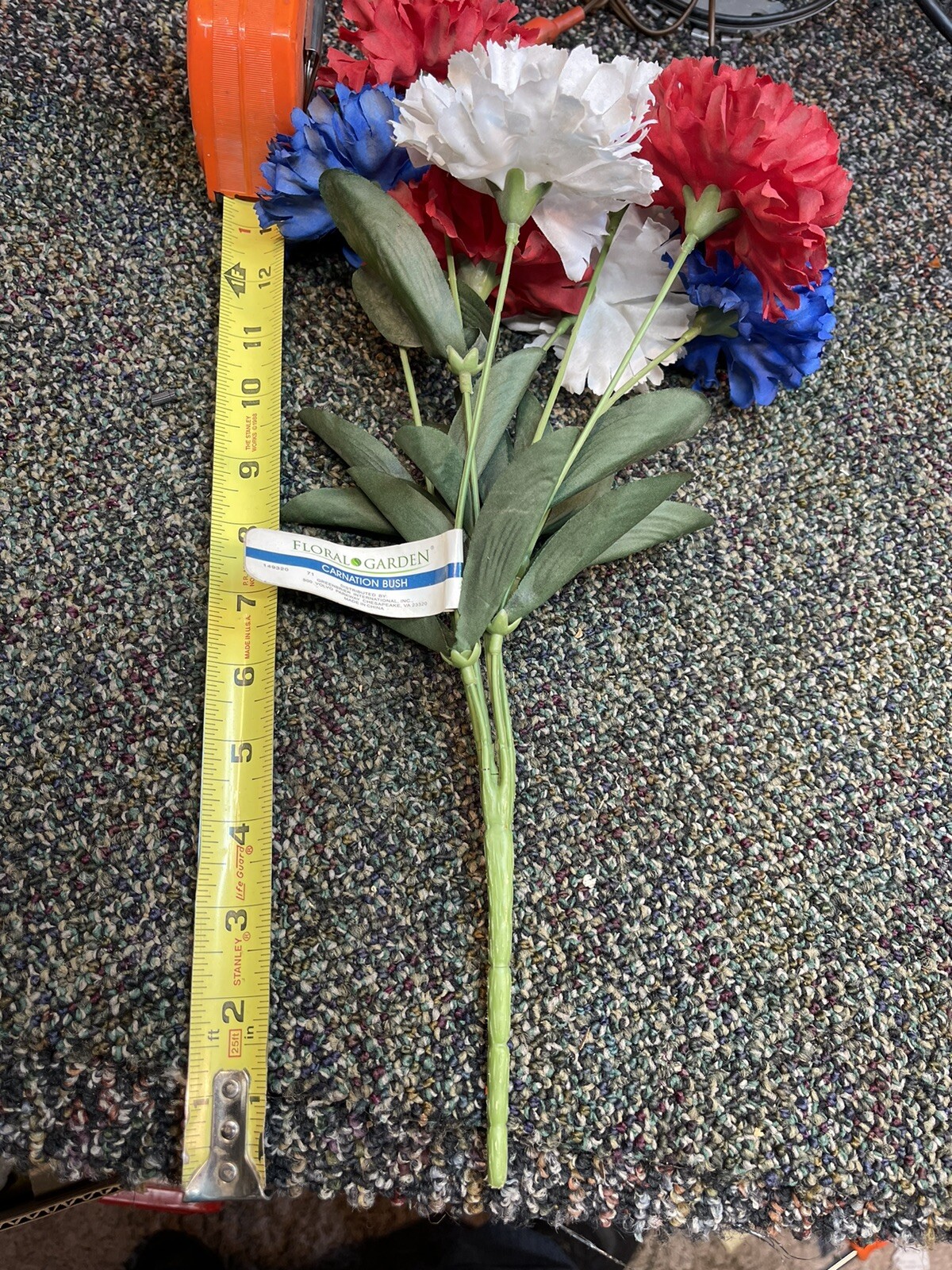 Floral Red White Blue Artificial 6 Stem Bouquet for Indoor Crafting 16″
