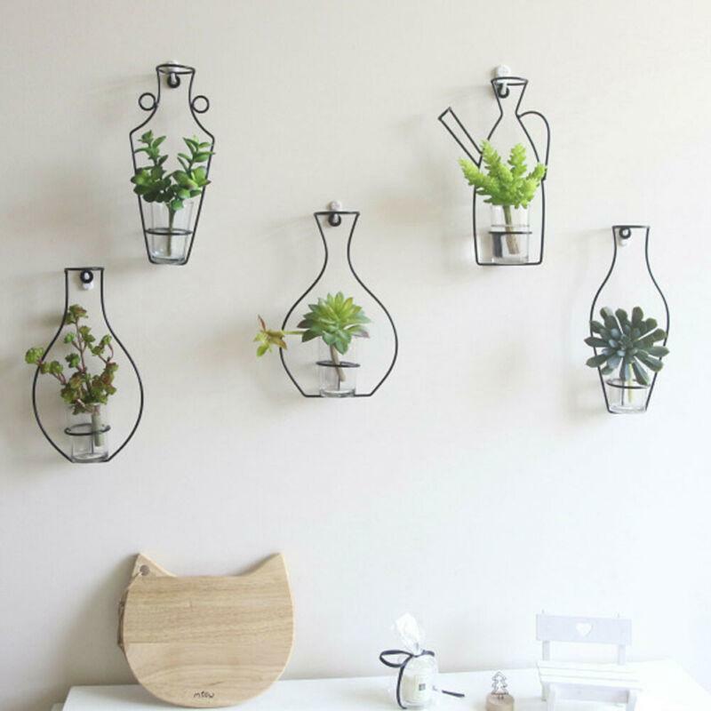 1x Creaive Homeart Nordic Style Iron Frame Vase Wall Hanging Plant Dried Flower