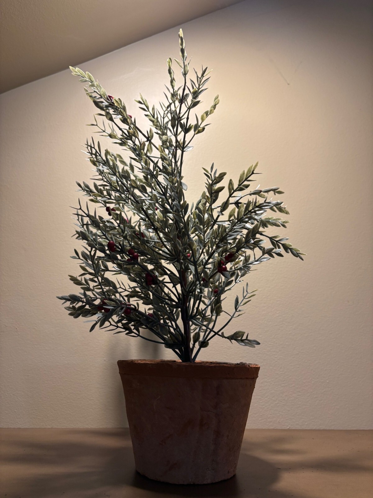 NEW Pottery Barn Red Berry Faux Branch Sage Topiary Terra Cotta Potted Plant NWT