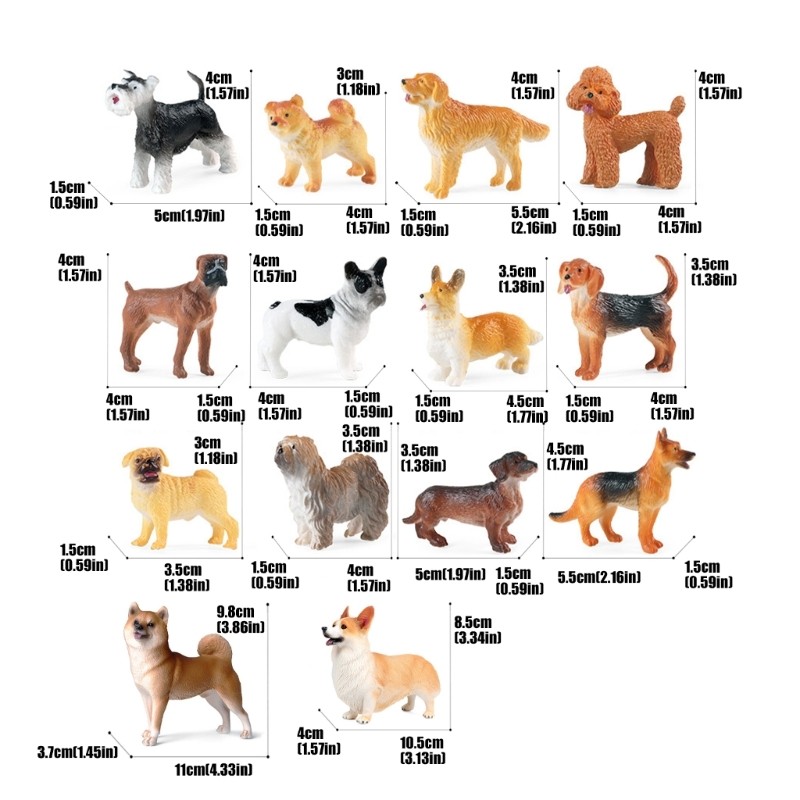 Artistic Plastic Dog Mini Figurines For Educational Play Toy And Interior Decors