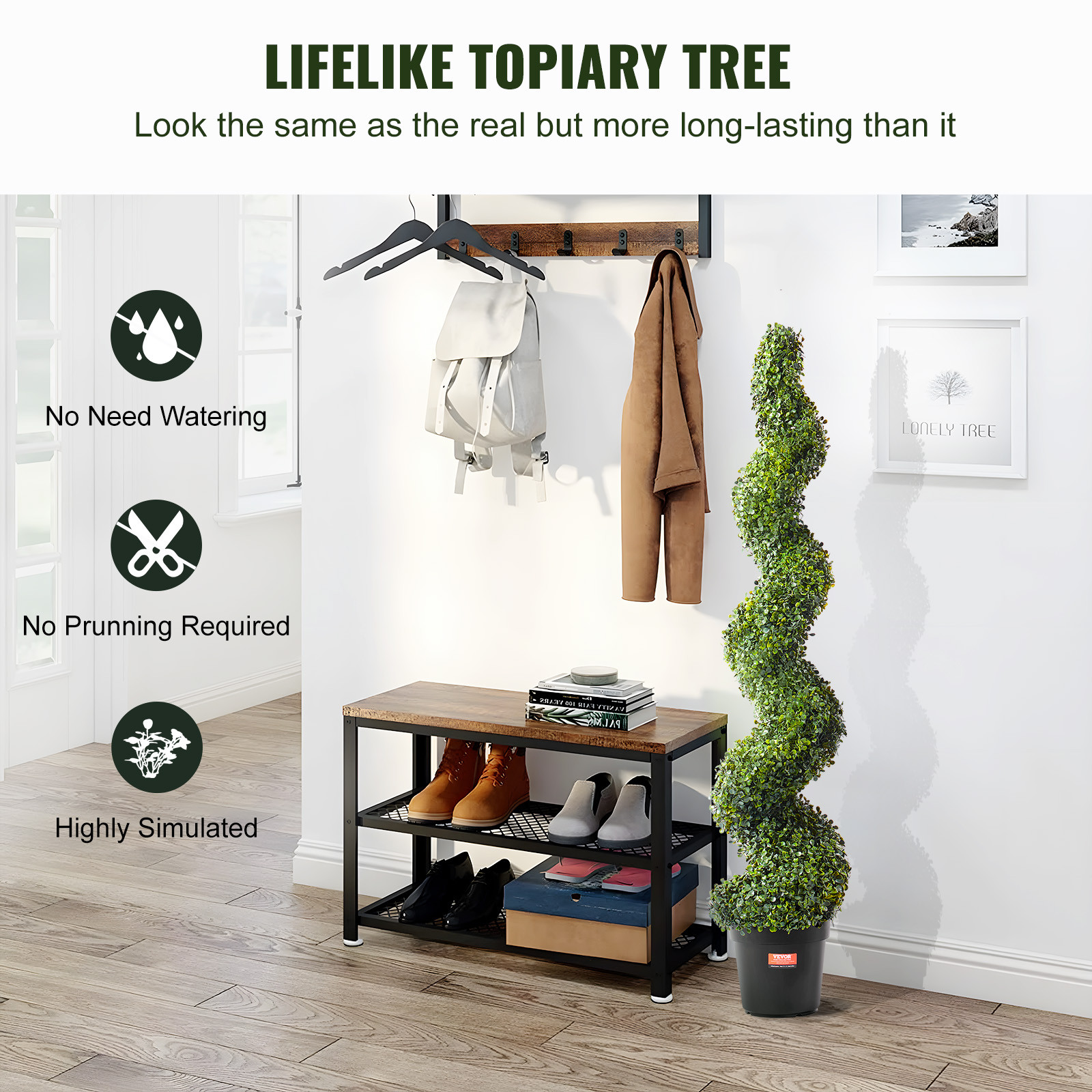 VEVOR 2 Pack 5′ Artificial Boxwood Topiary Tree Faux Plant UV Decor In/Outdoor