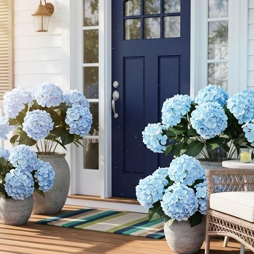 6 Bundles Hydrangea Artificial Flowers for Outdoors and Indoor, Bulk 30 Heads…