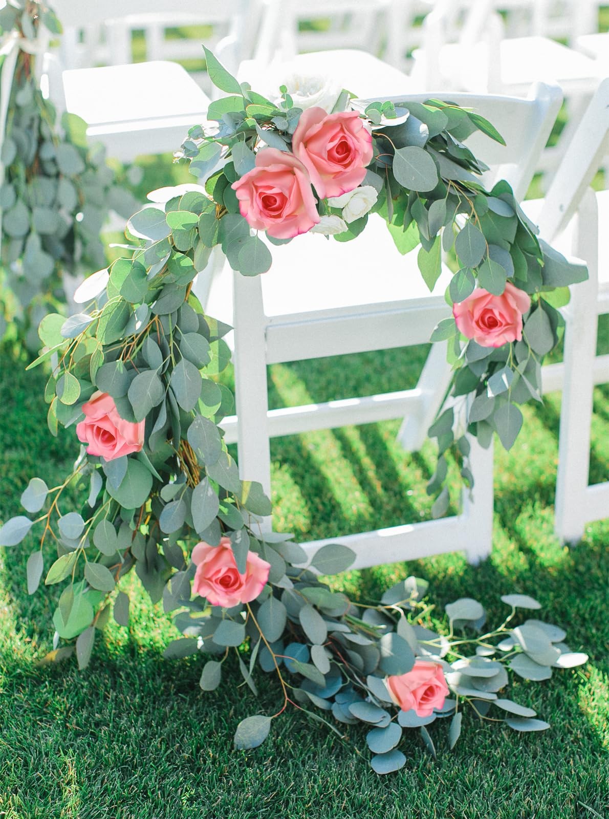 12PCS 22″ Pink Real Touch Roses Artificial Flowers Realistic Rose Long Stem R…