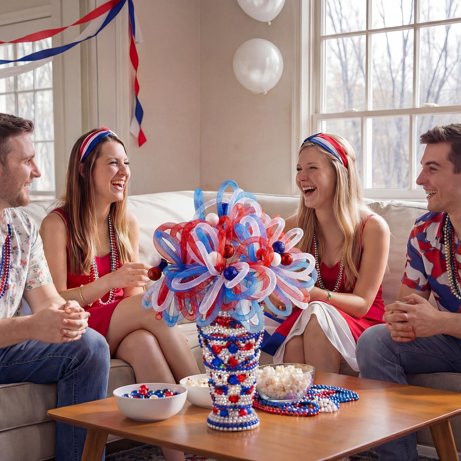 6 Pack Red White Blue Patriotic Artificial Flower 4th of July Decoration 10 I…
