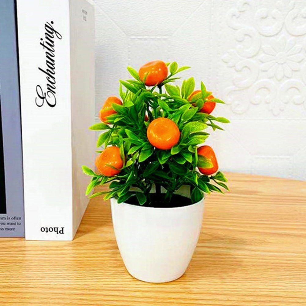 Fake Flower Pot Red Fruit Orange Pomegranate Plastic Foam Artificial Fruit