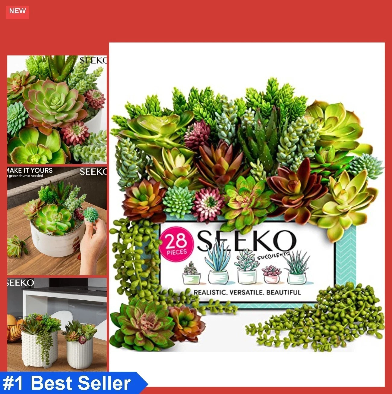 Artificial Succulents 28 Pack Realistic Faux Fake Plants for Indoor Outdoor DIY
