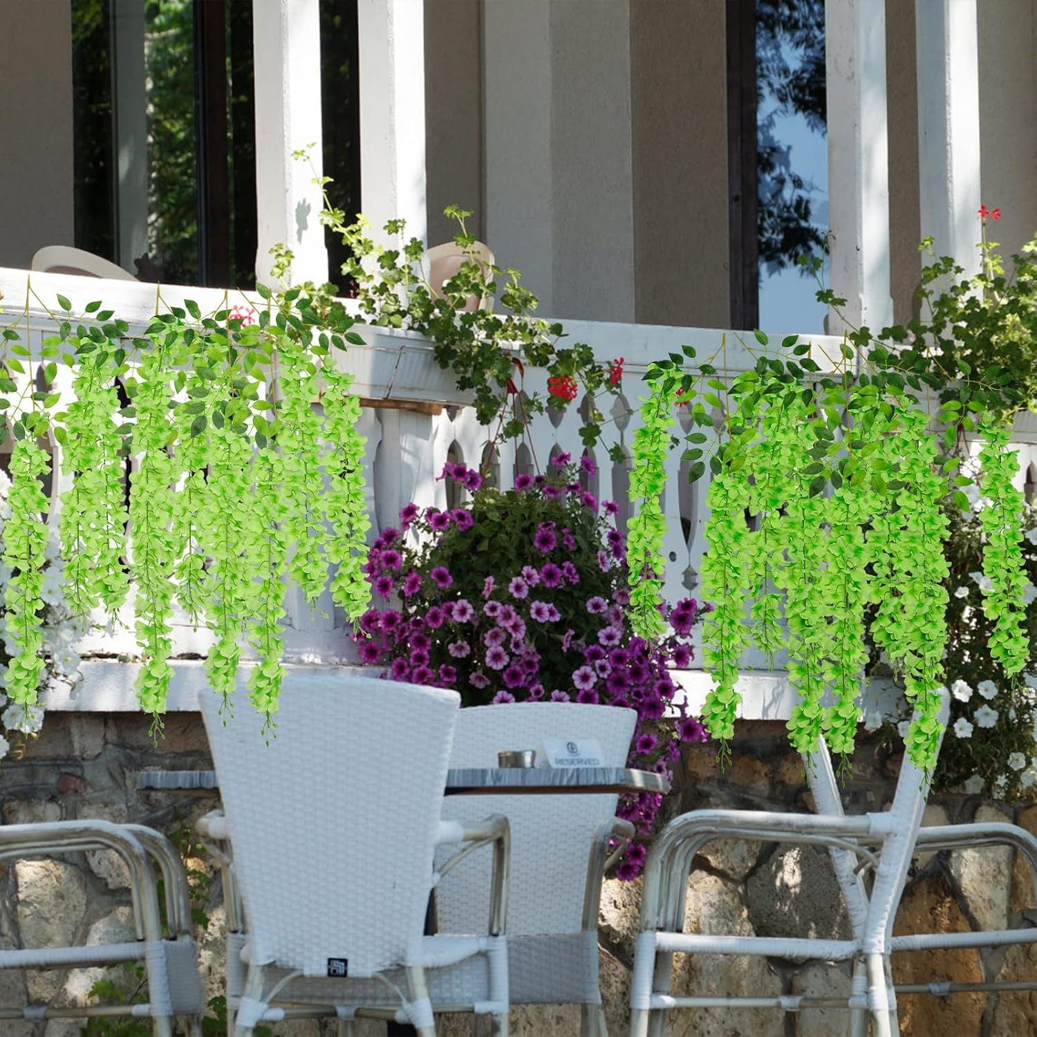 36 Pack Wisteria Vine Garland – 139ft Silk Flowers for Home & Wedding Decor