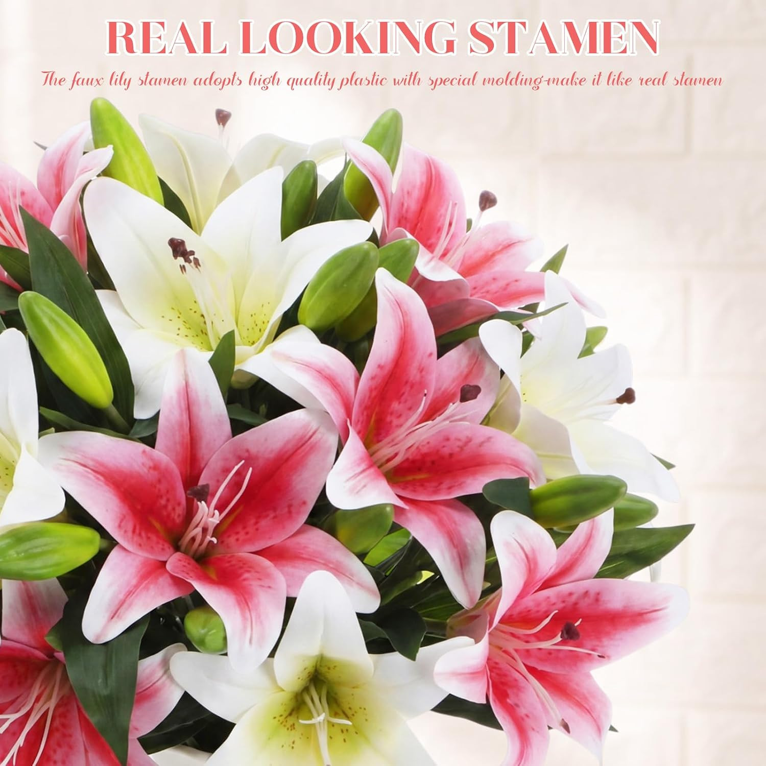 16 Pcs Faux Tiger Lily Flowers for Home Decor & Wedding Arrangements