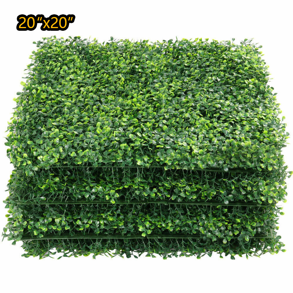 12pcs 20×20″ Artificial Boxwood Wall Hedge Mat Plant Panels Outdoor Grass Fence