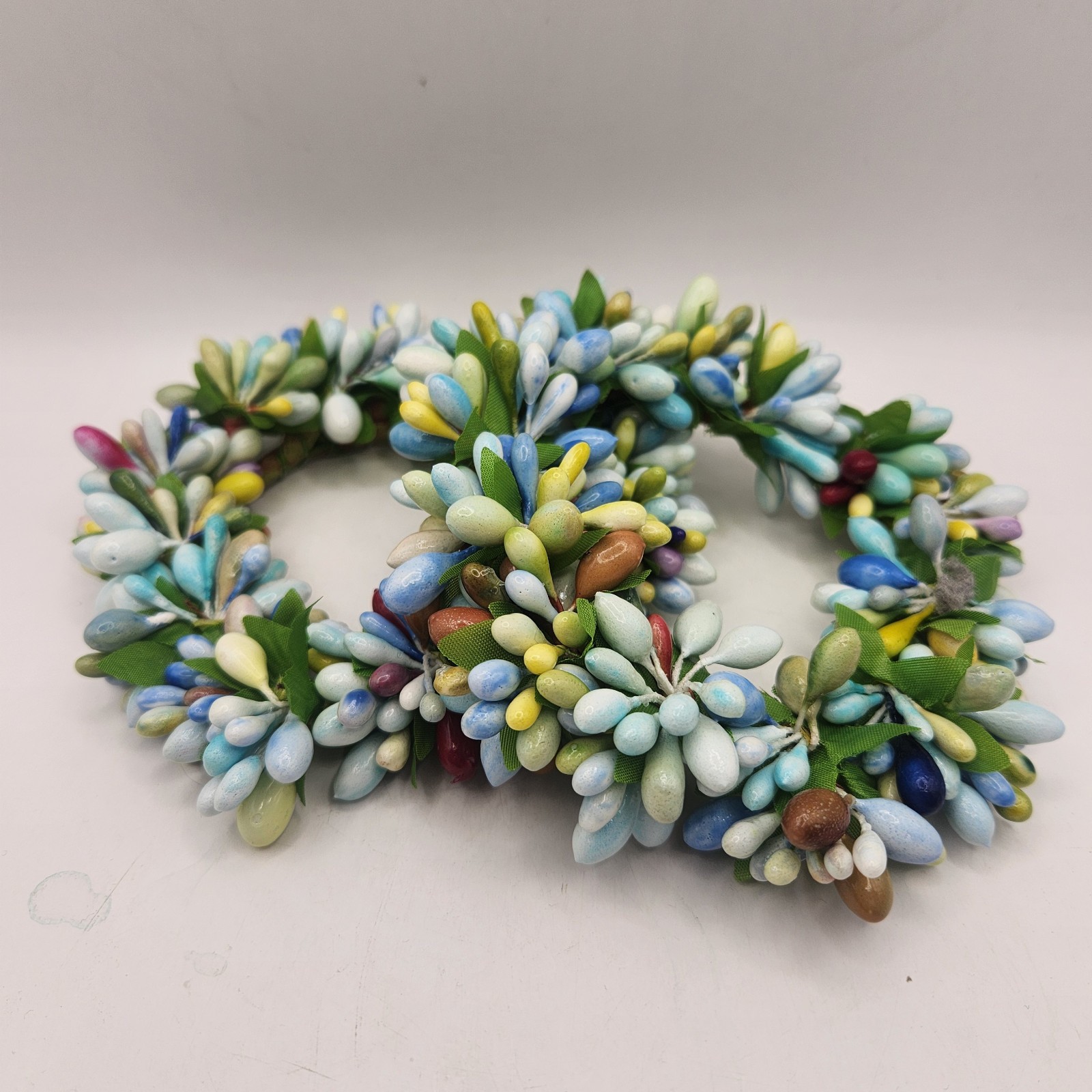 Seabreeze Pip Berry Candle Rings – Decorative Mini-Wreaths – Set of 2