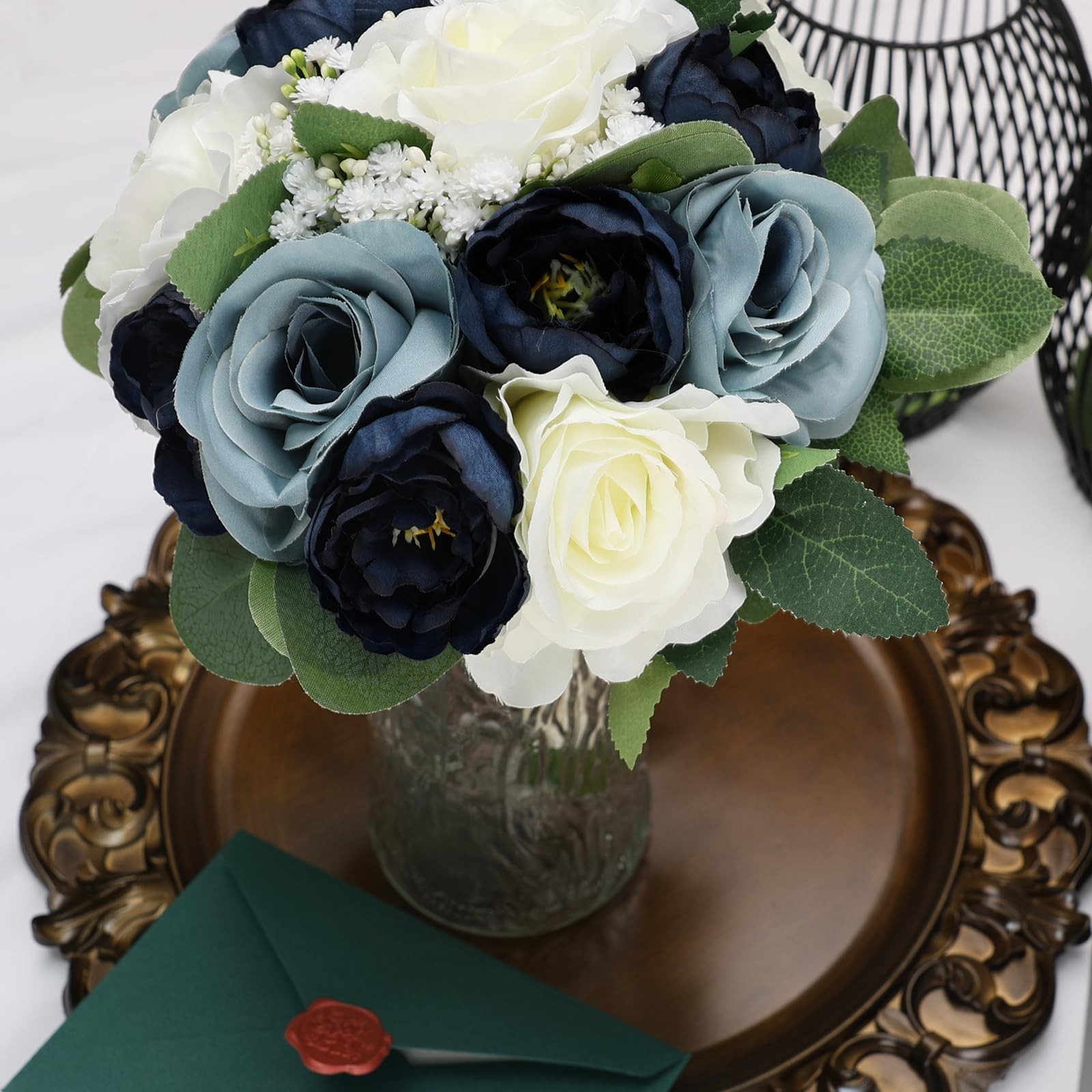 Set of 4 Bridesmaid Bouquets, 11 Inch Wedding Bouquets for Bridesmaids Artifici