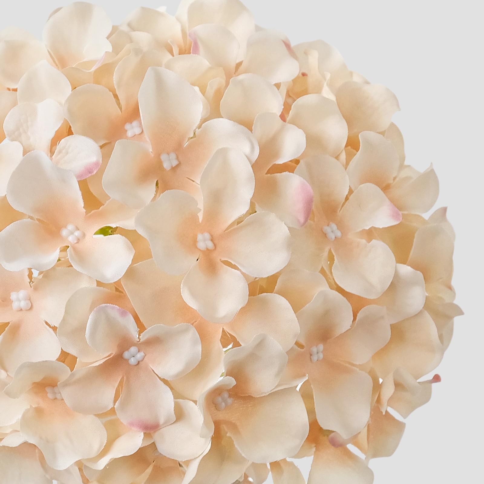 JINWOE 5Pcs Silk Hydrangea Artificial Flowers, 20Inch Light Coffee Boho Large…
