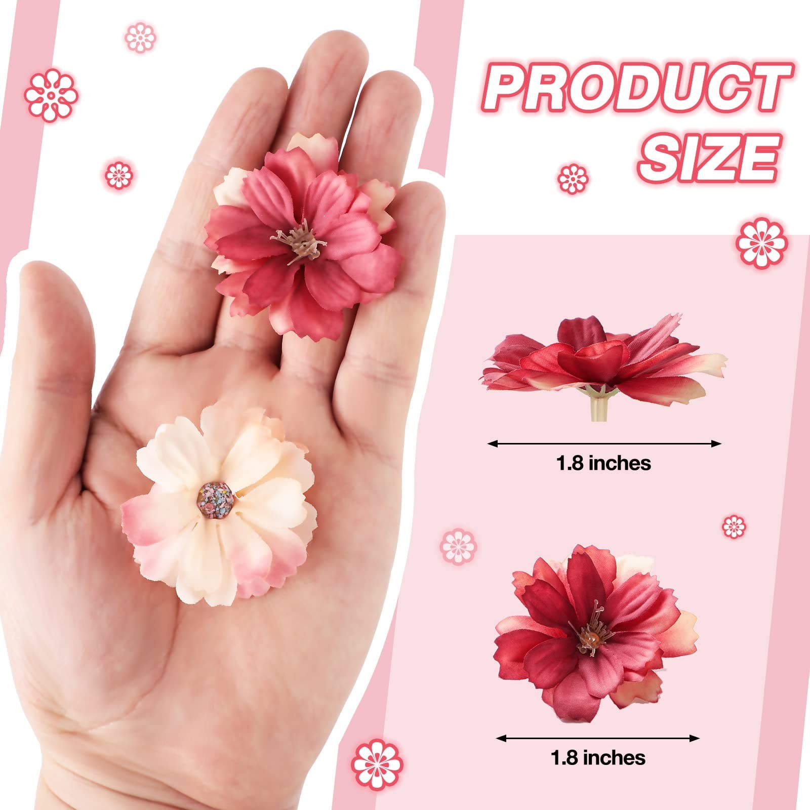 120 PCS Multicolor Small Faux Flowers, Crafts, Silk Daisy, Peony, Wreath