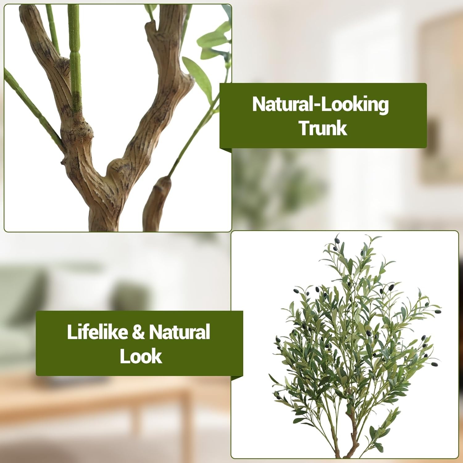 Artificial Olive Tree 5/6/7FT Tall Fake Plants with White Pot for Home Office