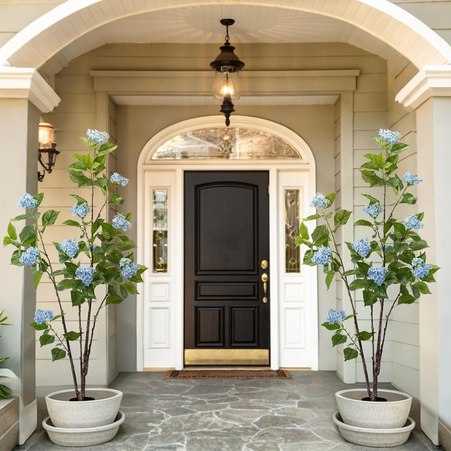 6Ft Blue Fiddle Leaf Fig Tree – Artificial Indoor/Outdoor Hydrangea Decor