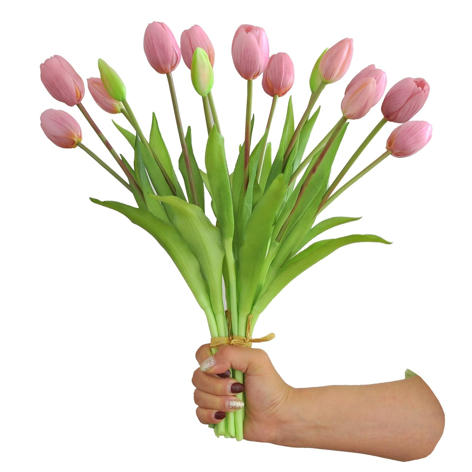 15pcs Artificial Tulip Flowers, Real Touch Latex Tulip Bouquets, Fake Tulip B…