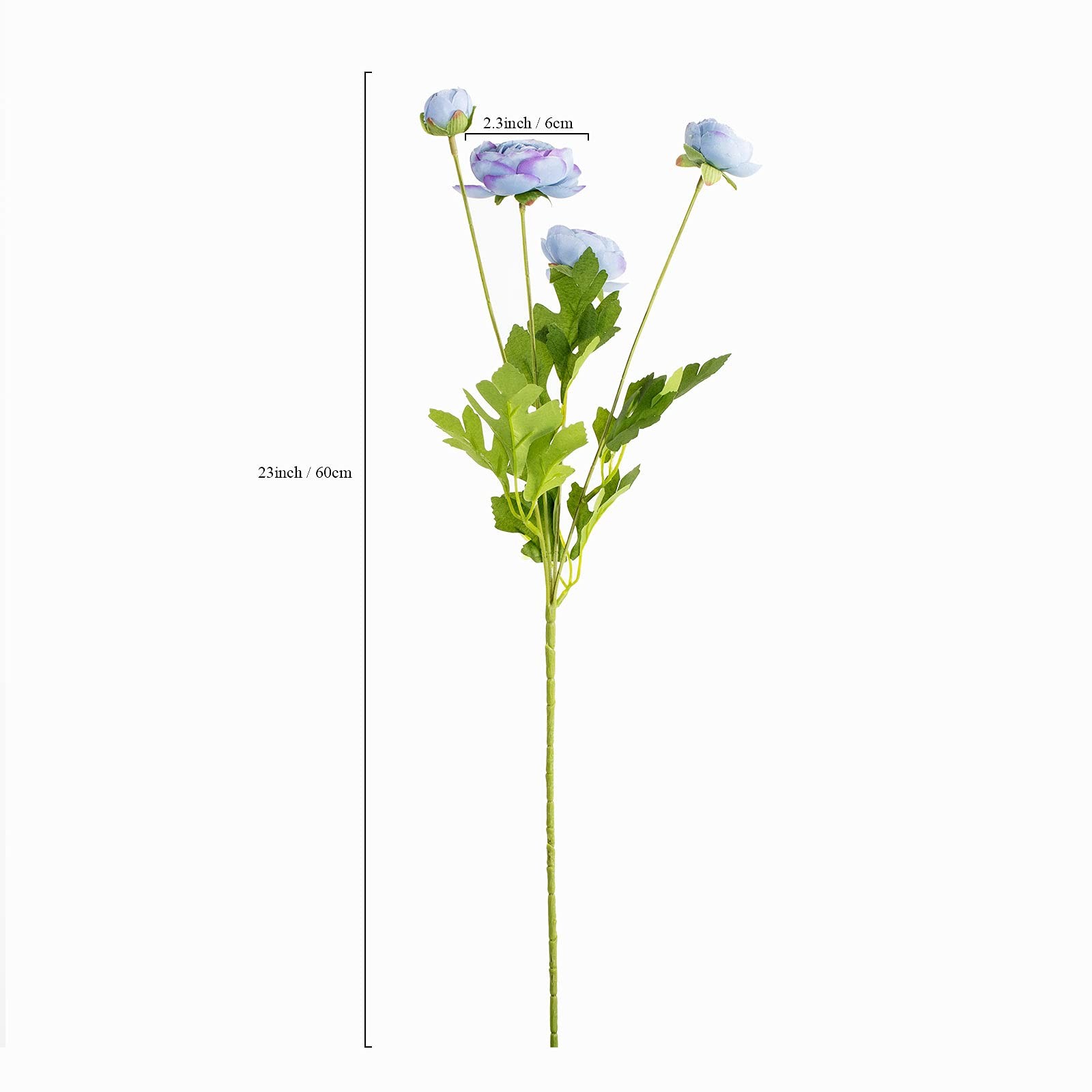 5 PCS Artificial Silk Flowers Ranunculus Fake Floral Blue Wedding Arrangement