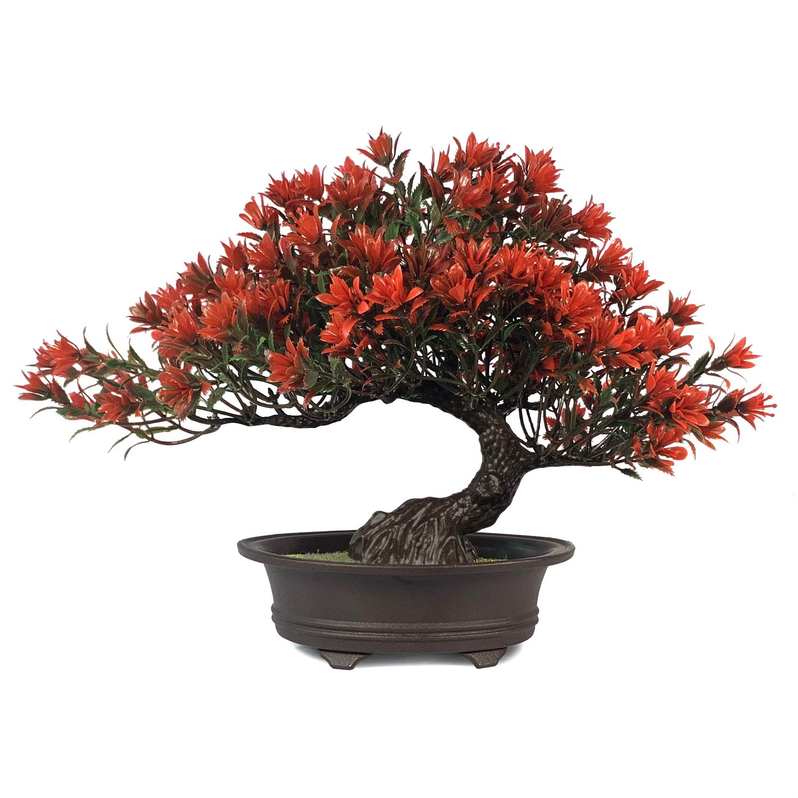 Small Fake Plants Desk Decor Artificial Bonsai with Pot, 9.5″ Tall, Red