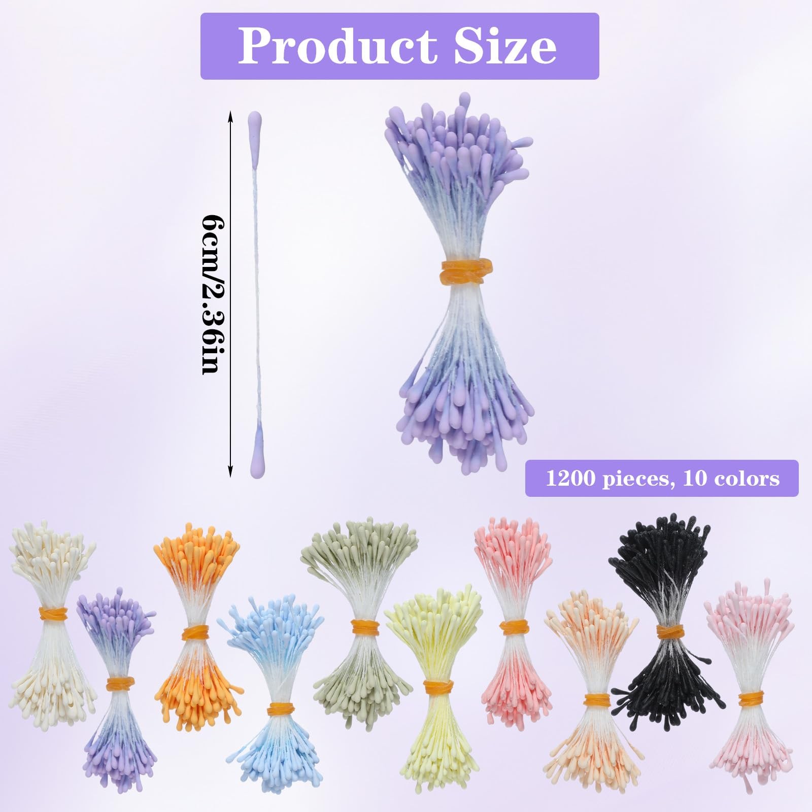 1200 PCS Flower Stamens for Crafts, 3mm Artificial Flower Stamens Pearl Paper…