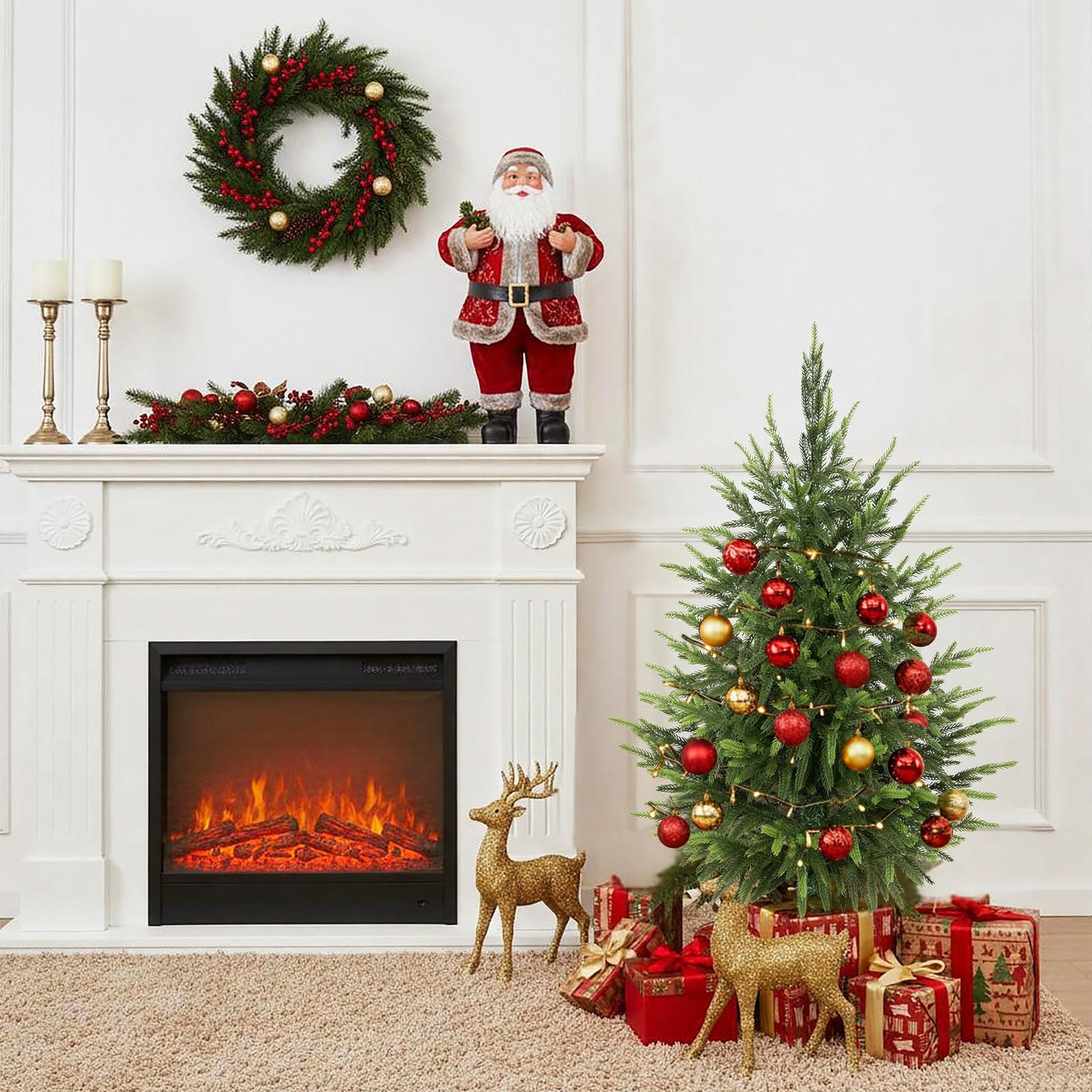 3ft Artificial Norfolk Pine Christmas Tree for Outdoor, 37in Real Touch Faux …